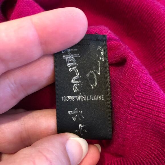 Lafayette 148 New York dark pink v neck wool sweater size Small - Picture 9 of 14